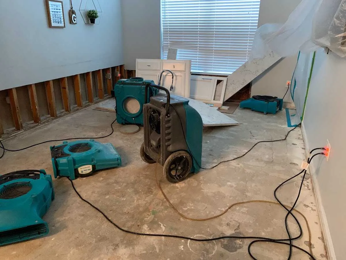 Dehumidifier in flood-cut room for Water Damage Restoration in Vincennes